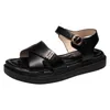 Sandalen, modische Plattform für Damen, bequem, weiches PU-Leder, Boho-Stil, Damen-Sommer-Sandalen mit Strass-Schnalle