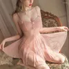 Vêtements de nuit pour femmes Femmes Entrejambe Gratuit Rose Sexy Dentelle Dos Nu Lingerie Ensemble Plus Taille Dame Vêtements De Nuit Érotique Vêtements De Nuit Chemise De Nuit Femme Mujer