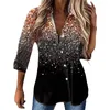 Blouses des femmes Fine paillettes 3D Impression de grande taille pour femmes Tops courte tunique à manches courtes pour les femmes Summer Long