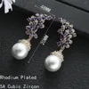 Kolczyki Dangle Luksusowe modne liście Waterdrops Pearl Drop for Women Wedding Party Dubai Bridal Jewelry Femme A0252