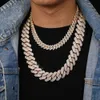 Ny design 25mm Miami Cuban Link Chain Ice Out Jewelry Brass 5A Moissanite Hip Hop smycken halsband för män