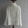 Women's Fur Faux Fur Women Winter Real Rabbit Fur Knitted Coat Female Casual Long Sleeve Genuine Fur Jacket Warm Thick Outwear Femme J231227