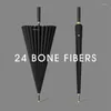 Umbrellas Large Automatic Black Umbrella 24-bone Long Handle For Men Modern Women Creative Katana Simle Uv