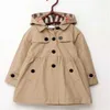 Manteaux printemps nouveaux vêtements pour enfants automne fille princesse manteau couleur unie moyen Long simple boutonnage Trench enfants filles vêtements de bébé