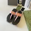 Luxury slides women flip flops genuine leather flats designer letter metal black white brown sandal summer beach pool mules slippers