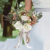 Fiori del matrimonio Vintage Vintage Bridal Bouquet Ribbon Tassel Arrangiamenti per l'arredamento del banchetto