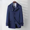 Nya mäns solid Slim Fit Trench Coat British Style Long Jacket Coat Single Chest Classic Style Clothing 231227