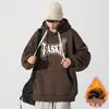 Sudaderas con capucha para hombre, venta de sudadera con capucha gruesa y de felpa para otoño e invierno, chaqueta holgada con estampado de letras y etiqueta de moda juvenil