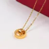 Com caixa clássico luxo feminino colar jóias prego parafuso duplo círculo colar para senhora meninas titânio aço designer amor neckl287g