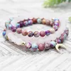 MG1342 Natuurlijke 6 mm Matte Rozenkwarts Wrap 108 Mala Armband Mode dames Paarse Jaspis Maan Charm Healing Spirituele Jewelry227T