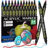 Metallic Marker Pens 12-36 Colors Acrylic Pens Brush Round Tip Pastel Pens for Adult Coloring Book Art Rock Painting Card Making 231226