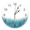 Wall Clocks Geometric Abstract Gradient Leaves Teal Large Clock Dinning Restaurant Cafe Decor Round Silent Home Decoration