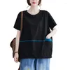 Camisetas para mujeres 2023 Tendencia de la moda de verano Commuting Simple Panel Pockets sueltos cómodos de contraste Camiseta versátil