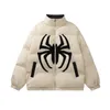 American Retro Spider Abbassamento di abiti imbottiti in imbottitura di cotone imbottito per uomini e donne invernali sciolti in coppia calda giacca imbottita di cotone 231227