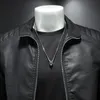 Mannen staande kraag Jacke leren motorjas heren bomber leren jasmode trend gepersonaliseerde lederen winterkleding 231227