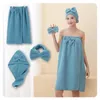 Towel Fiber Bath Skirt Three Piece Set Absorbent Shower Women's Hair Band Dry Cap Wearable