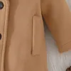 태어난 아기 소년 소녀 어린이 옷을위한 재킷 3 36 개월 패션 롱 슬리브 버튼 카키 코트 어린이 따뜻한 아웃웨어 231227
