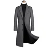 Trench extra lungo in lana Cappotto invernale da uomo di marca in cashmere Cappotto slim fit in lana peacoat Giacca a vento Manteau Homme 4XL 231226