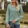 Damenblusen, Frühling, Herbst, lockere Passform, T-Shirt, schicker quadratischer Kragen, Kreuz, gemütliche Twist-Textur, Pullover-Oberteile für Herbst und Winter