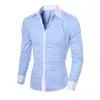 Men's Dress Shirts Blouse Top Men Stand Up Casual Classic Collared Cotton Four Season Long Sleeve Premium Slim