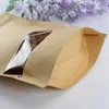 Sac en papier kraft Stand Up Cadeau Aliments secs Fruits Thé Emballage Pochettes Fenêtre Détail Fermeture à glissière Sacs auto-scellants 14 tailles Uimac Hunqr