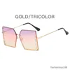 Mode Sonnenbrille Designer Retro Square Sonnenbrille Ladies 'Sonnenbrille für Frauen Luxusmarke Randless Ocean Objektiv mit großen Schatten