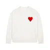 Paris Amies Fashion Herren Designer Stricker Pullover besticktes rotes Herz Feste Farbe Big Love Round Hals Kurzarm Ein T-Shirt für Männer und Frauen warm halten