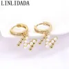 Huggie 5 Pairs Gold Metal Letter earrings Fashion women pearl Initial Letter earrings Fashion Jewelry