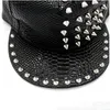 Capes à balle Rivets de style coréen Rivets Snakeskin Pu Leather Baseball Cap Men and Women Couple Hip Hop Hat Flat Brim Wholesale