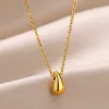 Necklace for Women 14k Yellow Gold Golden Color Water Drop Pendant Necklaces Y2K Accessories Choker Vintage Jewelry