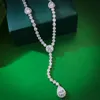 Longue goutte à eau Moisanite Diamond Pendant 100% réel 925 Collier de pendentifs de mariage en argent sterling pour femmes bijoux