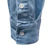 Men's Casual Shirts Denim For Fashion Fall Long Sleeve Blue Shirt Slim Button Cardigan Clothes 2023