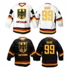 مجموعة مخصصة للهوكي تخصيص فريق ألمانيا Deutschland Ice Hockey Jersey Men's Mens Sitchged White Black أي رقم وسماء الاسم