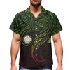 Camisas casuais masculinas Ilhas Polinésias Tatuagem Imprime Roupas Mulheres Vestido Combinando Homens Camisa Estilo Confortável Amante Preto Verde
