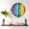 Horloges murales Planches de bois colorées Design Silent Home Cafe Décor de bureau pour cuisine Art Grand 25 cm