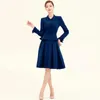 Work Dresses Designer High Quality Fashion Spring Autumn Women Sets Long Sleeve Jacket Top Pleated A-line Skirt Office Elegant Party Suit