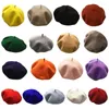 Berets Women Winter Warm Faux Wool Elastic Hat Simple Solid Color Vintage French Artist Painter Elegant Outdoor Beanie 17