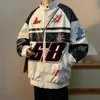 Gmiixder American Hip-Hop Racing Mantel Motorrad Lederjacke Herren Flocked Stickerei Lose Lässige Winddichte Punk Vibe Jacke 231226