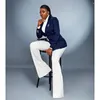 Frauen Zweiteilige Hosen Marineblau Frauen Blazer Sets Anzüge Maßgeschneiderte Kleidung Für Dame Party Prom Tragen Conjuntos Para Mujeres 2 Piezas