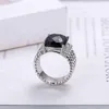 Band Rings 18K Gold Dy ed Wire Prismatic Black Ring Women Fashion Platinum Plated Micro Diamond Trend Versatile Rings Style301j