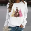 Women's Hoodies Color Top Ladies Fashion Casual Round Neck With Shoulder Sleeves Christmas Partial Print Hoodie Winter Suit Women