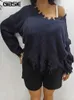 Kvinnors tröjor gibsie plus size drop axel kvinnors tröjor 2023 höst vinter v hals långärmad lös casual rå hem kntt pullover jumper j231227