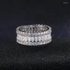 Anéis de casamento Ustar Luxury Jewelry dedo para mulheres Cristais CZ brilhantes no engajamento de cor prata feminina