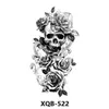 Makeup and white Black animal skull tattoo stickers with waterproof flower colored for men women