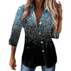 Kvinnors blusar Fine Glitter 3D Tryck stor storlek Kvinnor Toppar Kort ärm Tunika träning för kvinnor sommarlångt
