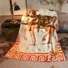 Orange blanc luxe designer h couverture cheval imprimé palais cour canapé-lit double couche renard velours carrés designers tapis motif haut couvertures
