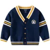 Stylish Boys Sweaters Kids School Uniform Cardigans Winter Cotton Toddler Baby Knits Jacket Children Clothes 231226