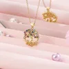 Chains Fashion Women Jewelry Crystal Wisdom Tree Necklaces Office Lady Clavicle Chain Choker Wedding Trinket Girl Party Gift