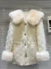 Deat Trendy Fashion Women S Spliced ​​Plush But Fown Collar Faux Fur Coat 2023 Veste à manches longues hivernales Femelle 11xx7924 231227