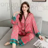 Women's Sleep Lounge Designer Designer Sleepwear 2022 Spring New Style Long Sleeved Women Pyjamas Set Ice Silk Printed Fashion Pyjamas 854o CSXM